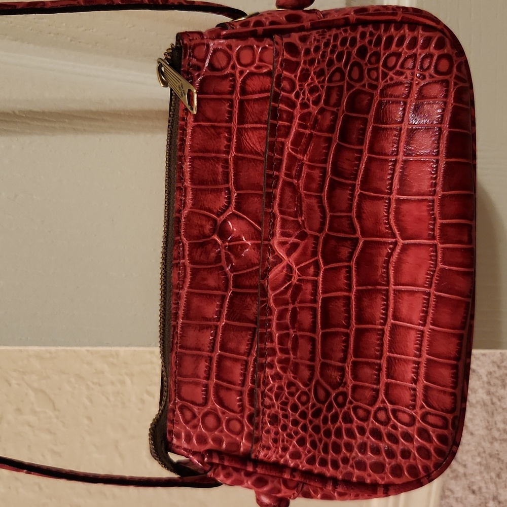 Patricia Nash Embossed Red Leather Crossbody Bag EUC